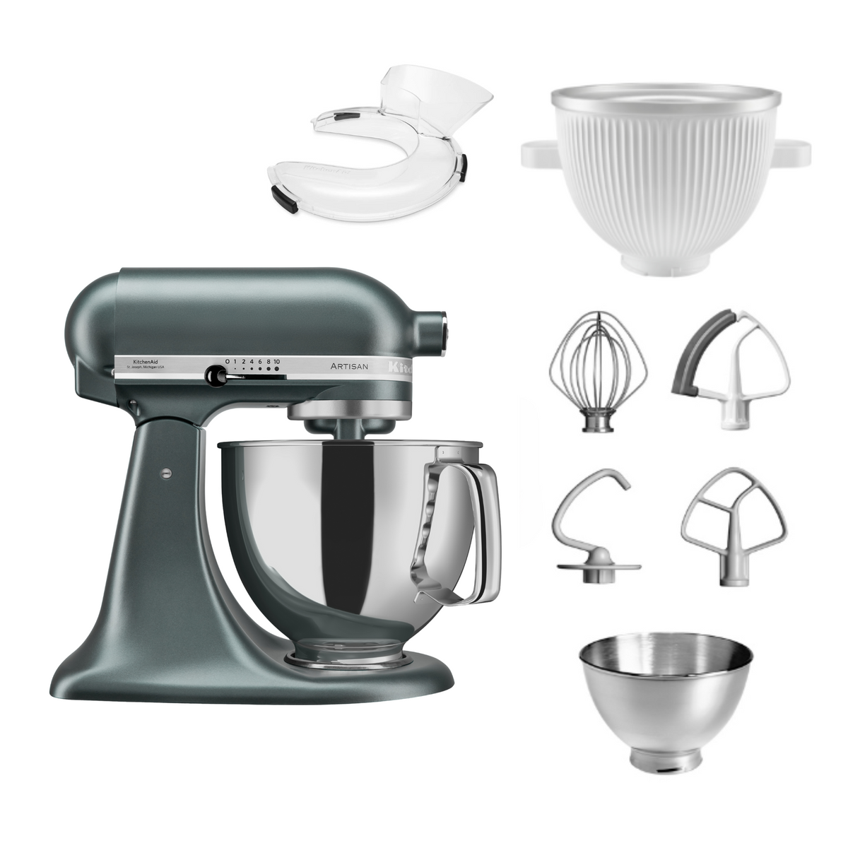 KitchenAid 4,8 L 5KSM175 Artisan Küchenmaschine Icelover mit Eiszubereiter