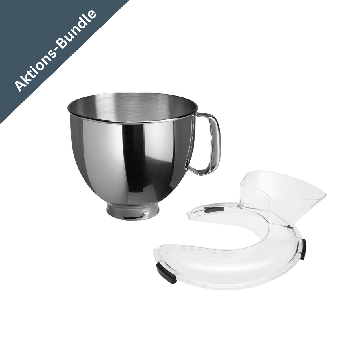 KitchenAid Edelstahlschüssel 4,8 L + Easy Snap Spritzschutz Paket